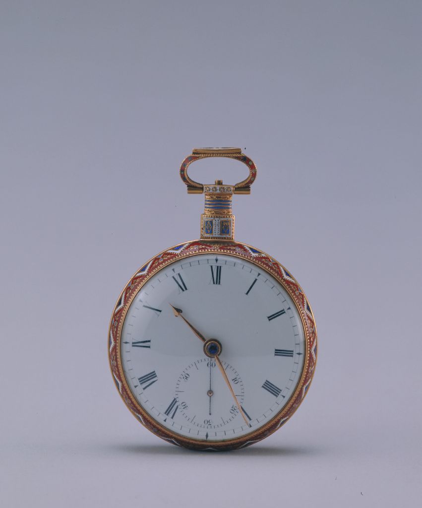 图片[1]-Copper gilded enamel pocket watch with flute pattern-China Archive